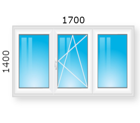 Окно трехстворчатое 1700*1400